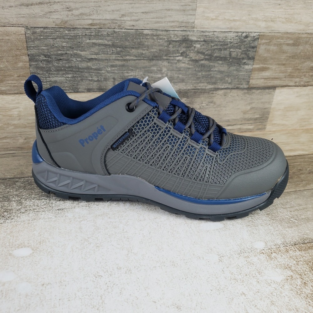 Propet Vestrio Mens Hiking Shoes Sz 10.5 3E Gray Blue Leather & Mesh Sneakers